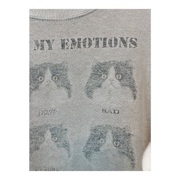 Cat Kitten Guide to my Emotions Sweatshirt Pullover Casual Athleisure Faded L - Picture 3 of 8
